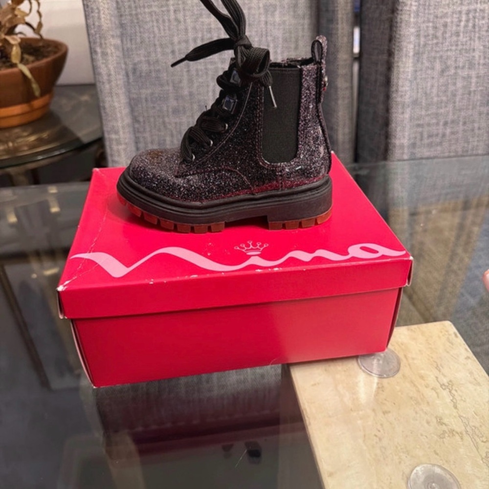 Nina Sparkly Black Kids Boots